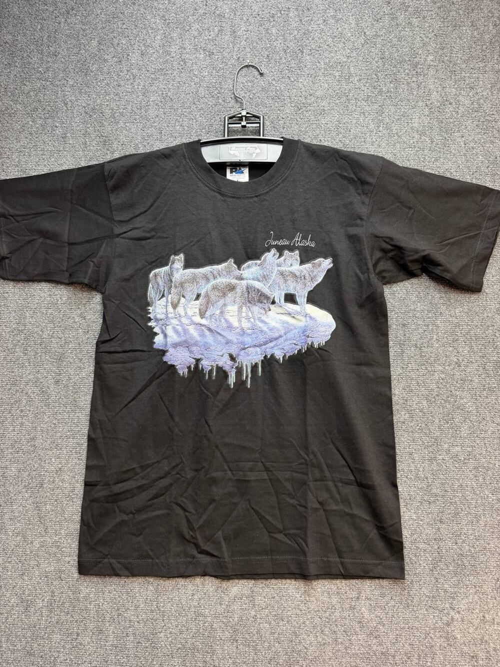 Vintage Juneau Alaska Wolf Graphic T Shirt Black Size L Royal Avalon